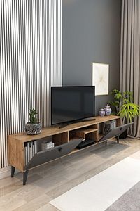 Model Z Tv Ünitesi 150 Cm Dekoratif Raflı Iki Kapaklı Tv Sehpası Çam Renk ürün fotoğrafı