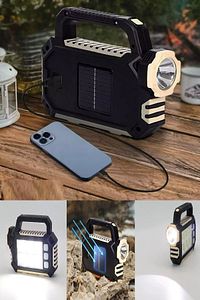 Yan Panelli Powerbank Özellikli 3 Modlu Solar Panelli Şarjlı Güneş Enerji Suya Dayanıklı Kamp Feneri ürün fotoğrafı