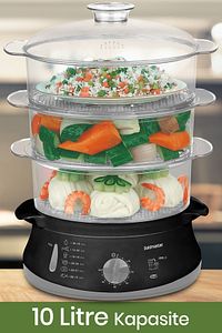 Steamcook 60 Dakika Zaman Ayarlı 10 Litre Bpa Içermeyen Buharlı Pişirici ürün fotoğrafı