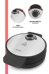 Jelly Inox 1000 Watt Taşmayı Önleyen Derin Plakalı Aşırı Isınmaya Dayanıklı Waffle Makinesi ürün fotoğrafı