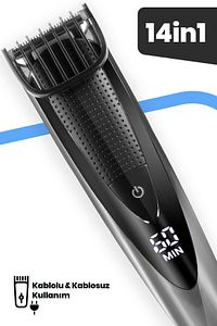 Matrix Led Ekranlı Kablolu Kablosuz Islak Kuru Ipx7 14 In 1 Full Standlı Erkek Bakım Seti Kiti ürün fotoğrafı