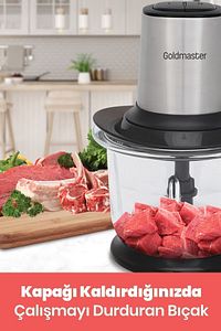 Prochopper 1.5 Lt Büyük Cam Hazneli 2 Kademe Ayarlı 4 Bıçaklı Inox Rondo Doğrayıcı Gm7277 ürün fotoğrafı