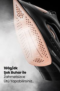 Powerjett 2200 Watt Nano Seramik Tabanlı Geniş Su Tanklı 160 Gr Etkili Şok Buharlı Ütü ürün fotoğrafı
