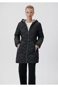 Kapüşonlu Kapitone Siyah Parka Slim Fit / Dar Kesim 110505-29726 ürün fotoğrafı