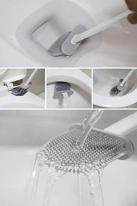 Beyaz Silikon Tuvalet Fırçası Bükülebilir Silikon Wc Klozet Fırçası ürün fotoğrafı