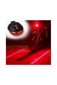 SVRM Bisiklet Arka Stop Lambası Lazer Şeritli Led Işık Pilli 7 Fonksiyon 5 LED ürün fotoğrafı