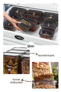 Beyaz Serigrafi Etiketli 12li Set Peggy Şeffaf Kapaklı Uzun Dikdörtgen Saklama Kabı 2 Litre ürün fotoğrafı