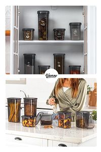 Beyaz Serigrafi Etiketli 12li Set Peggy Şeffaf Kapaklı Uzun Dikdörtgen Saklama Kabı 2 Litre ürün fotoğrafı