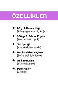 Spiralli Okul Defteri 80 yaprak 4'lü Set - A5 Boy Çizgisiz ürün fotoğrafı