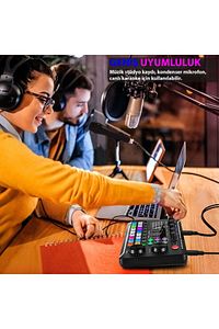 Stüdyo Ses Mikseri Şarjlı F998 Bluetooth DJ Canlı Yayın Kondenser Mikrofon Bağlantısı ürün fotoğrafı