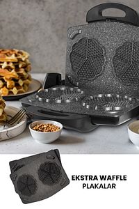 Trihot 3 In 1 Granit Çıkarılabilir Plakalı Waffle Izgara Tost Makinesi 6 Dilim Siyah ürün fotoğrafı