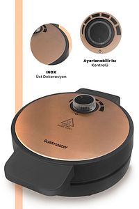 Goldy Rose Gold 1000 Watt Taşmayı Önleyen Derin Plakalı Waffle Makinesi ürün fotoğrafı