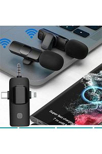 İkili Kablosuz Yaka Mikrofonu 3.5mm Aux iPhone Type-C PC Tablet Video Kayıt Vlog USB C ve Amfi ürün fotoğrafı