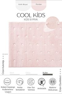 Cool Kids 10 Pembe Çocuk Odası Halısı Hav Toz Vermez Yumuşak Dokulu Bebek Odası Halısı ürün fotoğrafı