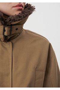 Premium Suni Kürk Yaka Haki Parka Loose Fit / Bol Rahat Kesim 1110211-71298 ürün fotoğrafı