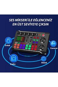 Stüdyo Ses Mikseri Şarjlı F998 Bluetooth DJ Canlı Yayın Kondenser Mikrofon Bağlantısı ürün fotoğrafı