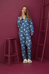 Pamuklu Düğmeli Pijama Takım ürün fotoğrafı