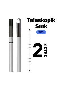 Teleskopik Uzatmalı 2 M - Metal Sırık - Fırça / Ayarlanabilir Uzatmalı Sap - 2 Metre - METAL ürün fotoğrafı