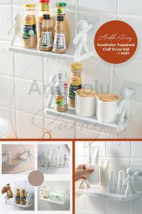 2 ADET Kendinden Yapışkanlı Craft Banyo Rafı Tarz Baharatlık Rafı Organizer Düzenleyici - 2 Adet ürün fotoğrafı