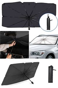 Oto Araba Güneşlik Şemsiye Tip Ön Cam Güneş Önleyici Katlanabilir 140cm X 75cm ürün fotoğrafı