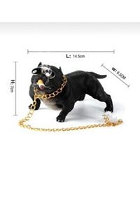 Araba Içi Torpido Üstü Siyah Simülasyon Pitbull Köpek Dekorasyon ürün fotoğrafı