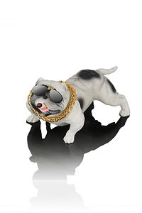 Araba İçi Torpido Üstü Simülasyon Beyaz Pitbull Köpek Dekorasyon ürün fotoğrafı