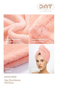 Kalın Mikrofiber Saç Havlusu Plaj Deniz Havuz Bonesi Kurulama Banyo Saç Kurutma Baş Havlusu Pembe ürün fotoğrafı