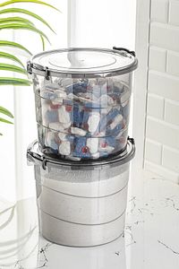 Mega Boy 2li Yuvarlak Un Bakliyat Kabı 7 Litre - Kulplu Deterjanlık Saklama Kutusu Kabı Antrasit ürün fotoğrafı