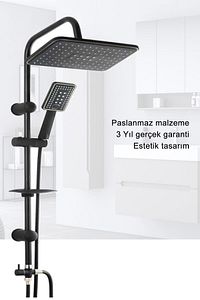 Siyah Robot Yağmurlama Duş Seti Mix Siyah Banyo Lavabo Bataryası Seti ürün fotoğrafı