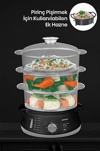 Steamcook 60 Dakika Zaman Ayarlı 10 Litre Bpa Içermeyen Buharlı Pişirici ürün fotoğrafı