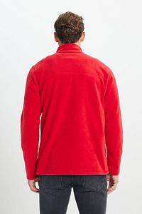 Erkek Kırmızı Anti-pilling Tüylenme Yapmayan Standart Fit Dik Yaka Soğuk Geçirmez Polar Sweatshirt ürün fotoğrafı