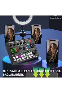 Stüdyo Ses Mikseri Şarjlı F998 Bluetooth DJ Canlı Yayın Kondenser Mikrofon Bağlantısı ürün fotoğrafı