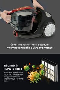 Avantajlı İkili Set Toz Torbasız Elektrikli Süpürge 2600 Watt Seramik Ağır Taban Şok Buharlı Ütü ürün fotoğrafı