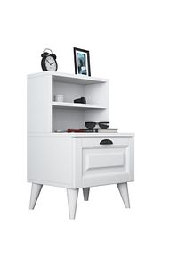Rani Bd105 Komodin 2 Raflı Membran Çekmeceli Komodin Beyaz ürün fotoğrafı