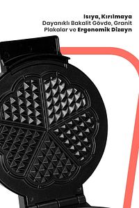 Jelly Inox 1000 Watt Taşmayı Önleyen Derin Plakalı Aşırı Isınmaya Dayanıklı Waffle Makinesi ürün fotoğrafı