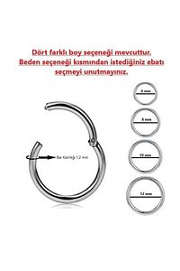 Paslanmaz Kararmaz Cerrahi Çelik Tam Halka Kıkırdak Tragus Helix Piercing (BEDEN SEÇENEKLİ-GÜMÜŞ) ürün fotoğrafı