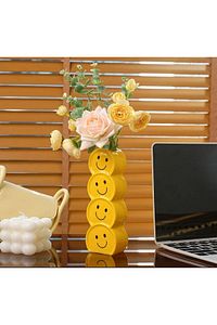 Gülen Yüz Vazo, Emoji Vazo, Sarı Vazo, Kalemlik, Fırçalık, Dekoratif Aksesuar ürün fotoğrafı