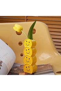 Gülen Yüz Vazo, Emoji Vazo, Sarı Vazo, Kalemlik, Fırçalık, Dekoratif Aksesuar ürün fotoğrafı