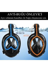 Sm Beden Siyah Tam Yüz Dalış Maskesi Su Altı Keşif Maskesi Slikon Şnorkel Full Face Mask ürün fotoğrafı