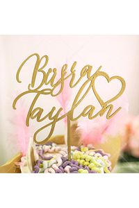 Pasta Çubuğu Kişiye Özel İsimli Pasta Süsü Söz-nişan-nikah Pleksi Ahşap ürün fotoğrafı