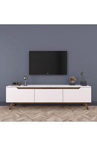 Rani D1 Tv Ünitesi Modern Ayaklı Tv Sehpası 180 Cm Beyaz - Minyatür Ceviz ürün fotoğrafı