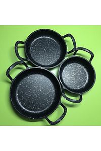 3’lü Set Linka Home Döküm Siyah Granit Sahan Tava 22cm-20cm-18cm ürün fotoğrafı