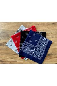 %100 Pamuk Orjınal 4 Adet Etnik Desenli Bandana - Siyah Beyaz Kırmızı Lacivert ürün fotoğrafı