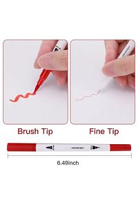 24 Lü Çift Uçlu Fırça Ve 0.4 Mm Fine Uçlu Marker Kalem Seti Deri Tarzı Cüzdanlık Kalem Seti Pro ürün fotoğrafı