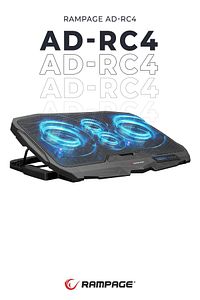 Ad-rc4 Mavi Ledli 15-17 Inç 4 Fanlı Kontrol Panelli Pro Notebook Laptop Soğutucu Stand ürün fotoğrafı