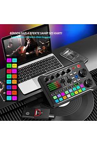 Stüdyo Ses Mikseri Şarjlı F998 Bluetooth DJ Canlı Yayın Kondenser Mikrofon Bağlantısı ürün fotoğrafı