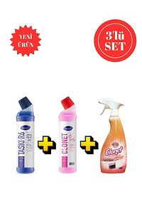 Clonet Temizlik Paketi ( 1 Adet Mutfak + 1 Adet Banyo + 1 Adet Tuvalet Temizleyici ) 3'lü Set ürün fotoğrafı