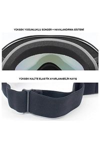 Çift Katman Anti-sis Siyah Lens Uv Snowboard Kayak Gözlüğü ürün fotoğrafı