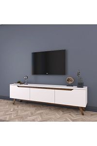 Rani D1 Tv Ünitesi Modern Ayaklı Tv Sehpası 180 Cm Beyaz - Minyatür Ceviz ürün fotoğrafı
