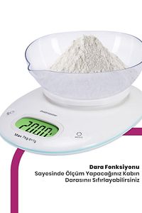 Ölçüm Geniş Led Ekranlı Dokunmatik Dijital Hassas 1gr-7kg Mutfak Tartısı Terazisi ürün fotoğrafı